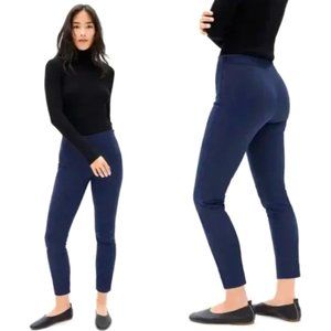 Everlane Navy High Rise The Side Zip Stretch Cotton Work Pant